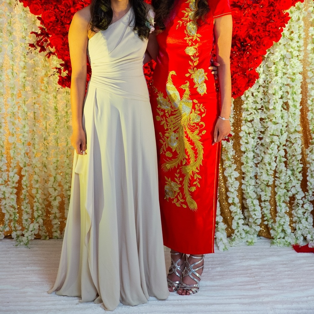 One shoulder chiffon bridesmaid dress